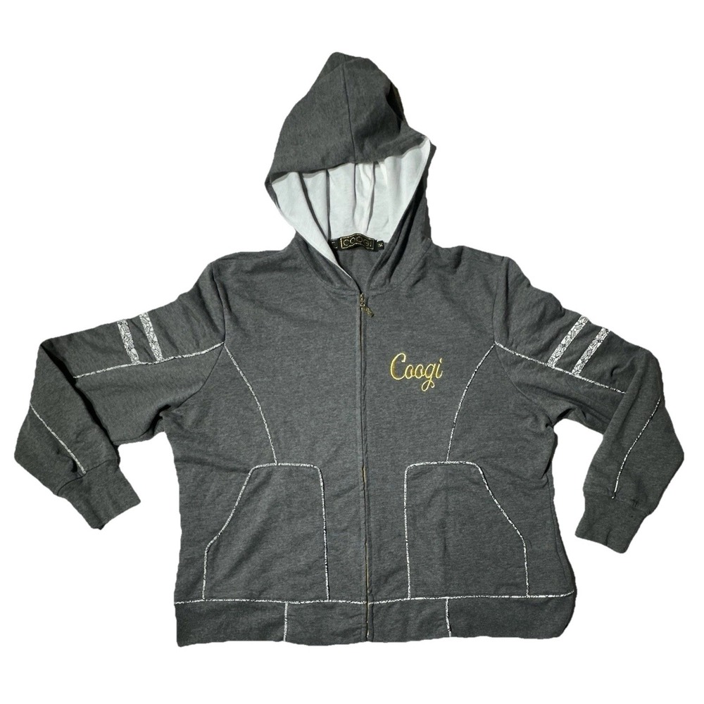 Coogi‎ Hoodie Womens 3XL Heather Grey Full Zip